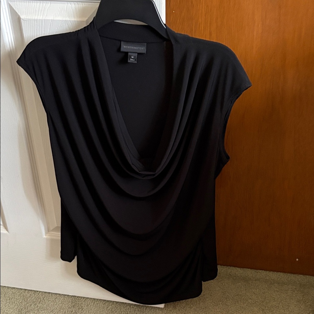 Worthington Black Draped Top